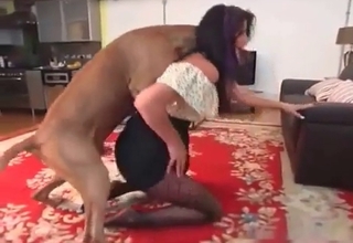 Tight pussy licked by a trained animal