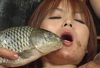 Japanese chick chokes on disgusting fish