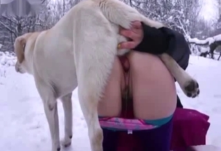 Hairy pussy amateur wants a dog creampie