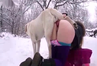 Hairy pussy amateur wants a dog creampie