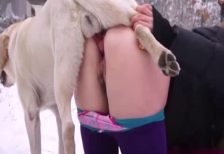 Hairy pussy amateur wants a dog creampie