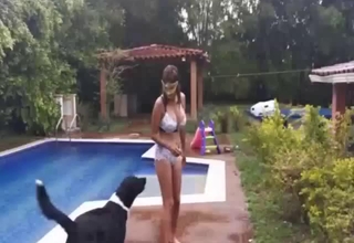 The poolside bestiality XXX session with a nice zoophile
