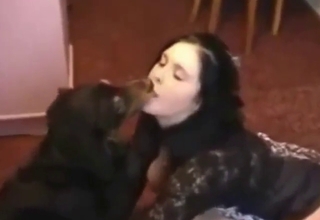 Zoophile brunette pleasing this beast's boner