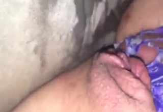 Purple lingerie zoophile gets polished by a dog