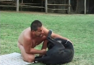 Husband gets nicely banged by our doggy