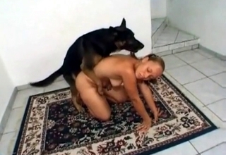 Bitch gets her pussy licked by a doggy